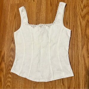 Arianne White Camisole with Lace Detail Corset-Look Size Small